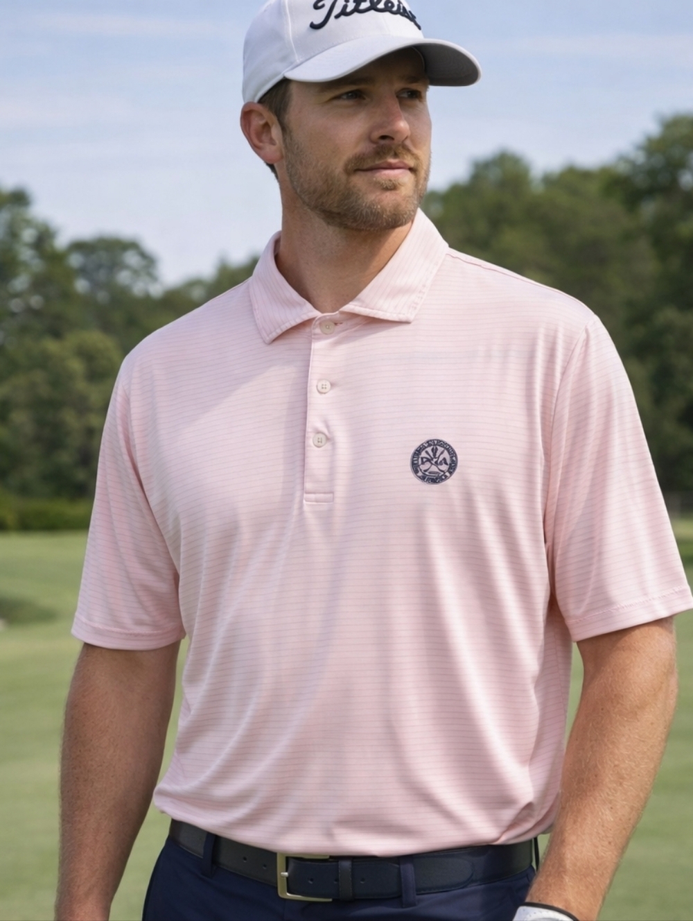 RLX Ralph Lauren PGA Classic Fit Performance Golf Polo Pink Stripe XL Like New